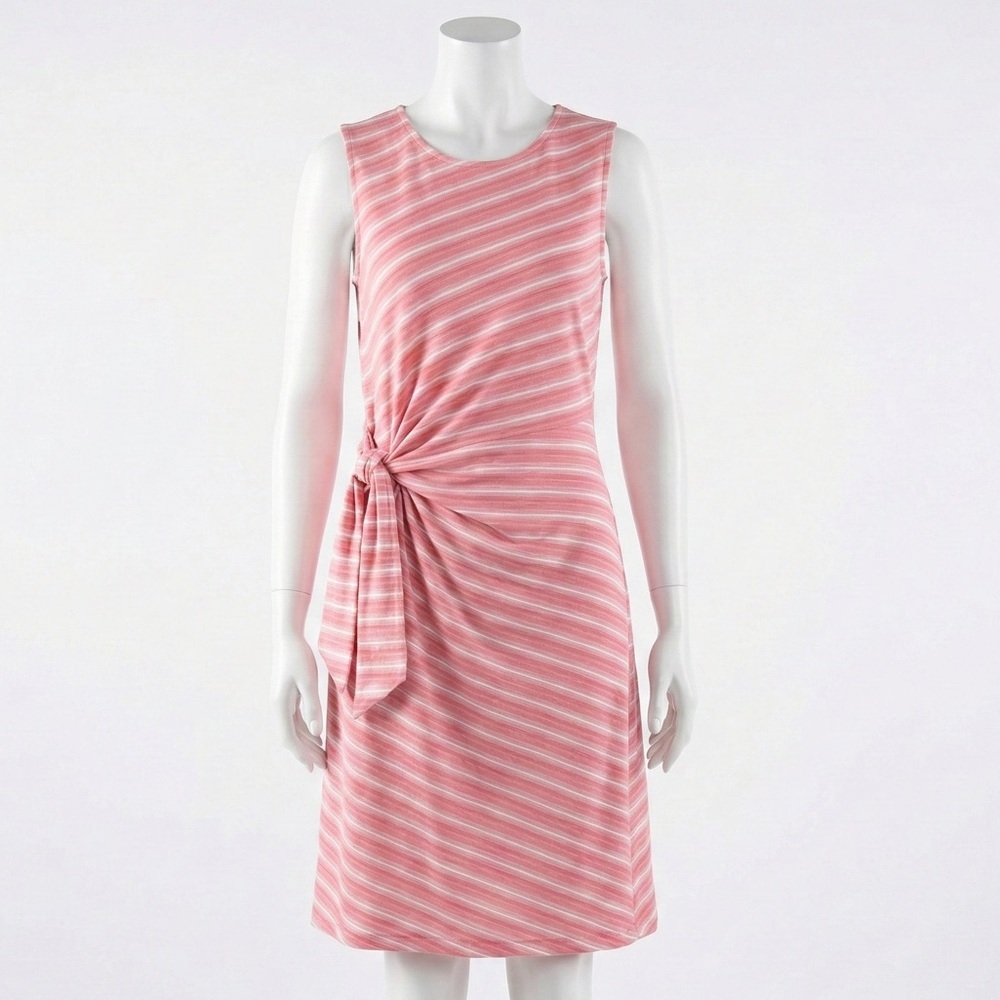 Talbots Pink Stripe Sleeveless Knot Waist Dress Small Petite SP